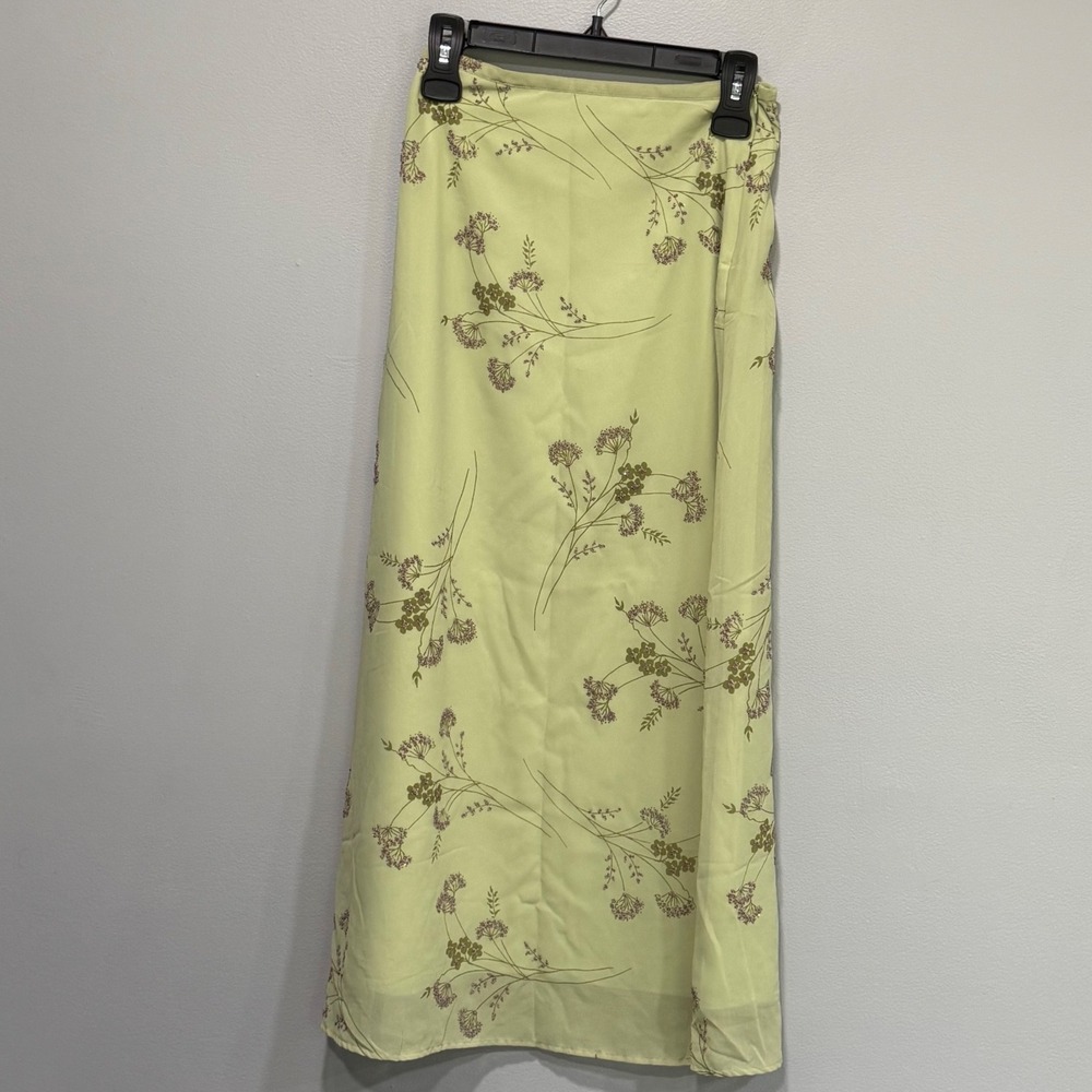 K.C. Parker Girls Lime Green Floral Maxi Skirt Size 16 cottage spring‎ fairy